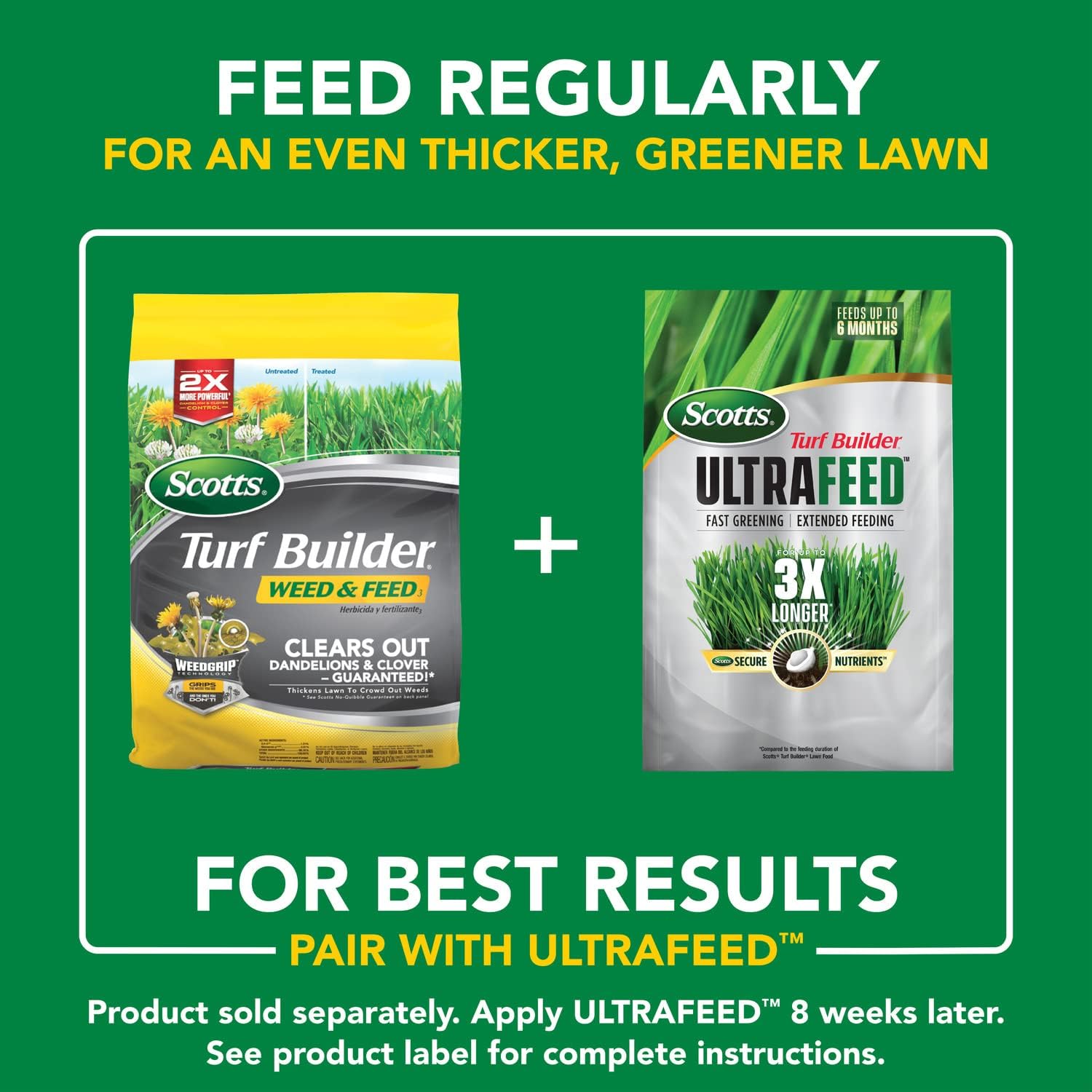 Scotts Turf Builder Weed & Feed3, 14.29 lbs. | Weed Killer Plus Lawn Fertilizer, Controls Dandelion and Clover, Covers