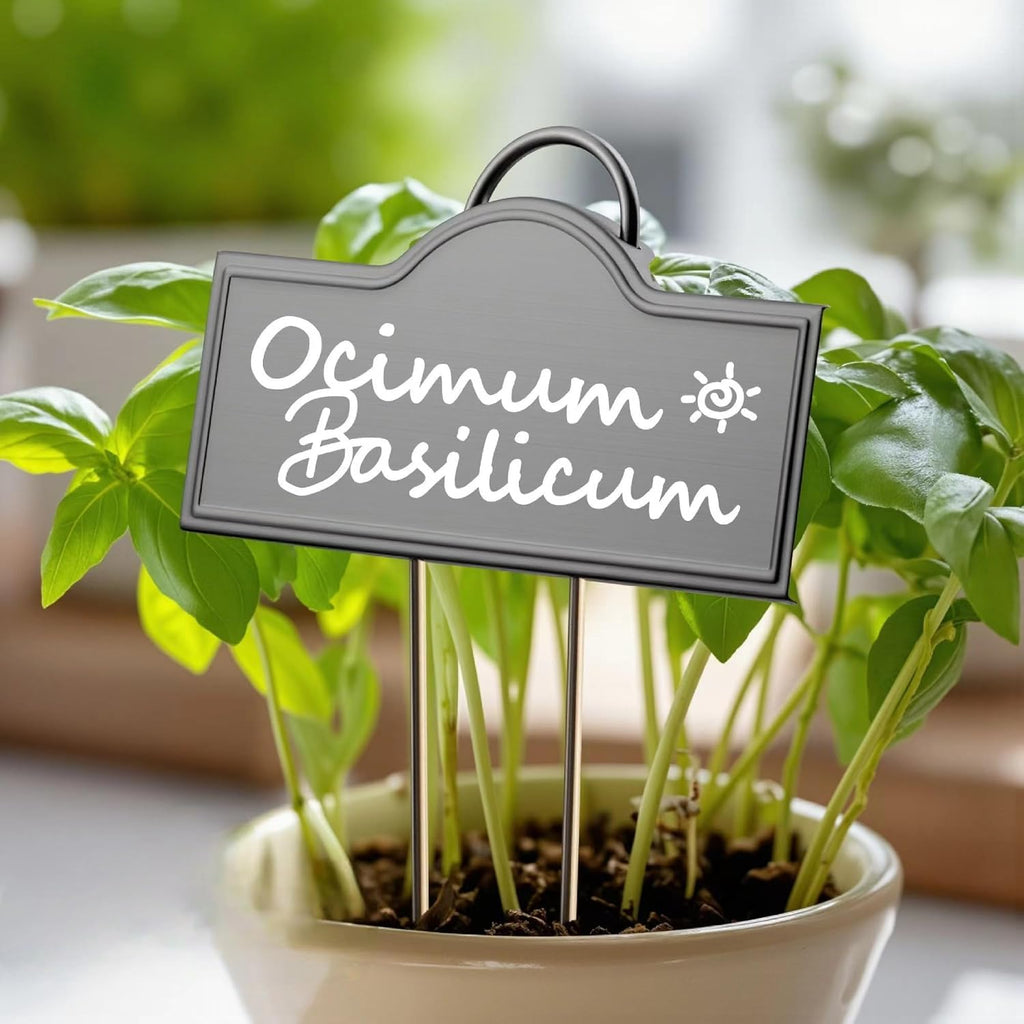 Metal Plant Labels Stainless Steel 304, Weatherproof Garden Label Tall Markers 25 Pack for Outdoor Plants Vegetables