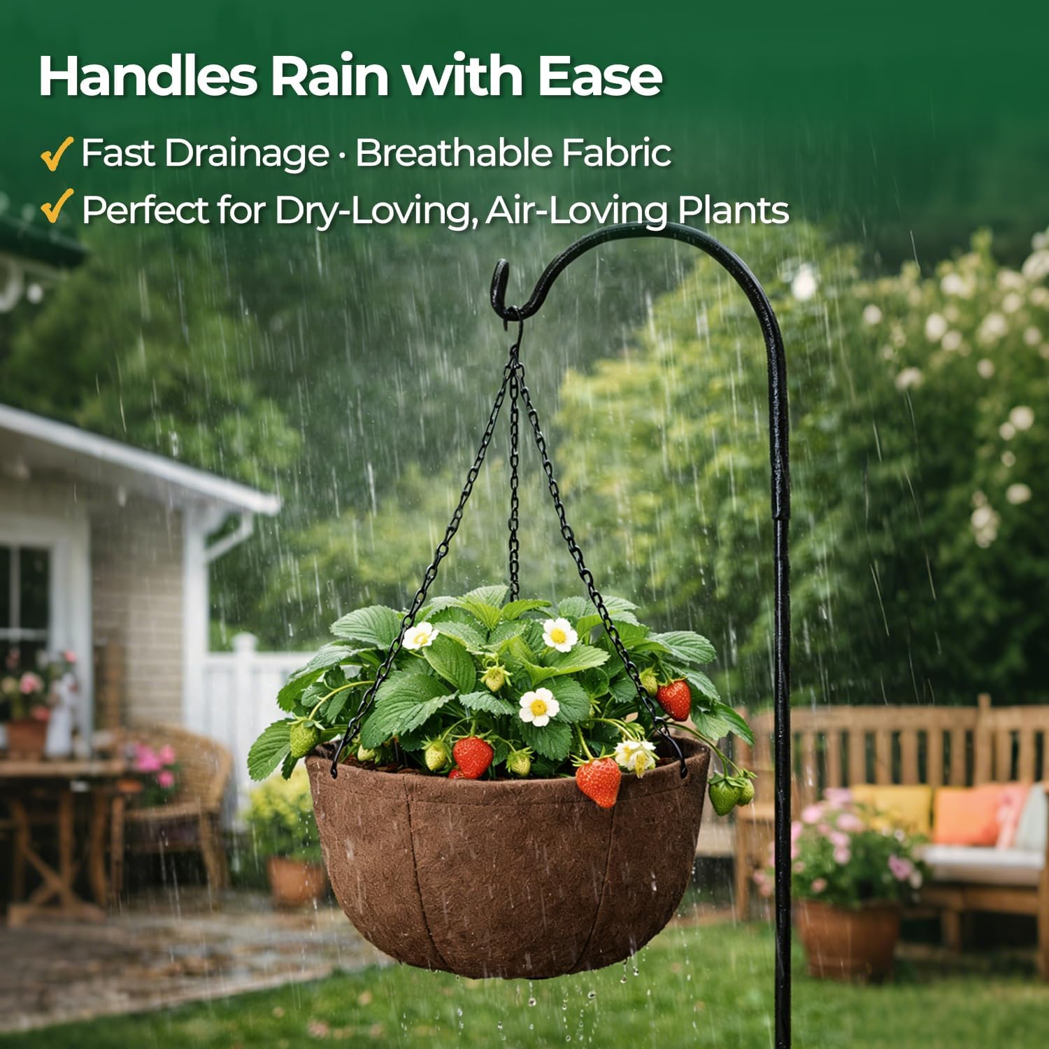 T4U Hanging Planter for Plants Outdoor 12 Inch, Fabric Pots 4 Pack | Breathable hanging grow bags with sturdy straps