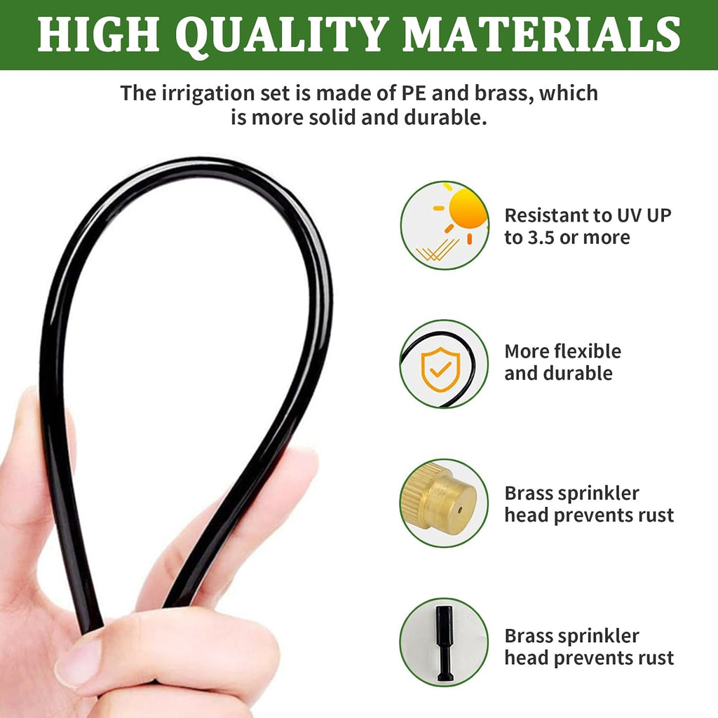 100Ft 1/4” Drip Irrigation System – Drip Irrigation Kit & Garden Watering Kit with 16 Pcs 360° Adjustable Copper