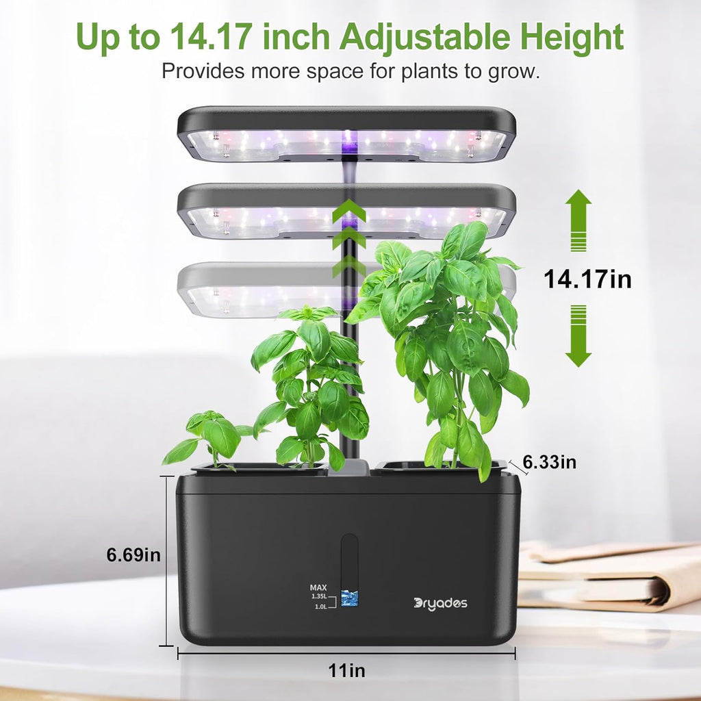 Indoor Garden System 19 Watt LED Growing Light Upgrade 2 Self-Watering Soil-Cultivated Growing Pots Gardening Gifts for