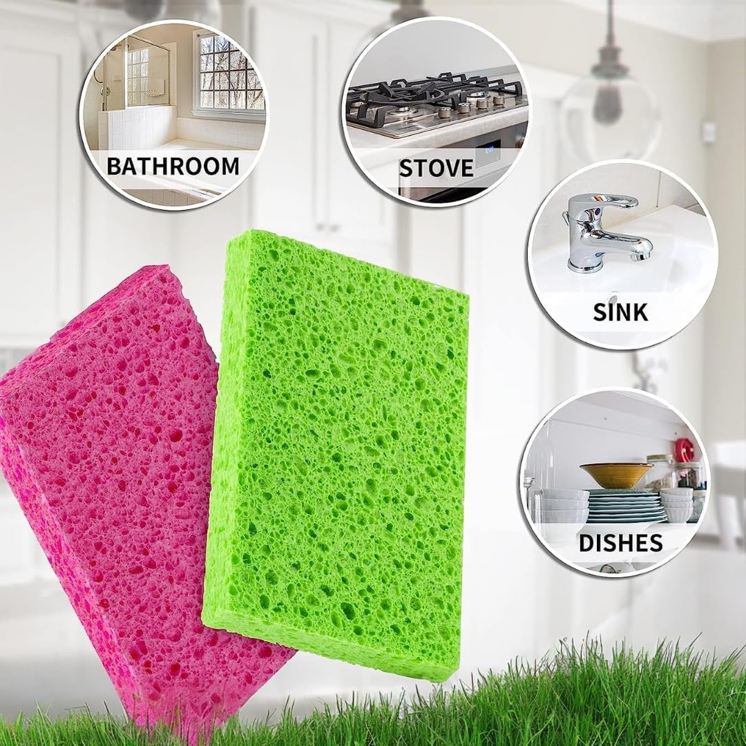 bioGo 30 Pack Compostable Pop-Up Sponges - Expanding, Non-Scratch, Plant-Based Dish - Bulk Color - Pop Up Sponge