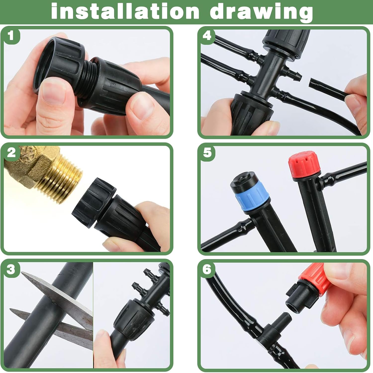 200FT+40FT Drip Irrigation System, Garden Watering System | Drip Irrigation Kit with 8/11mm Main Tubing 4/7mm