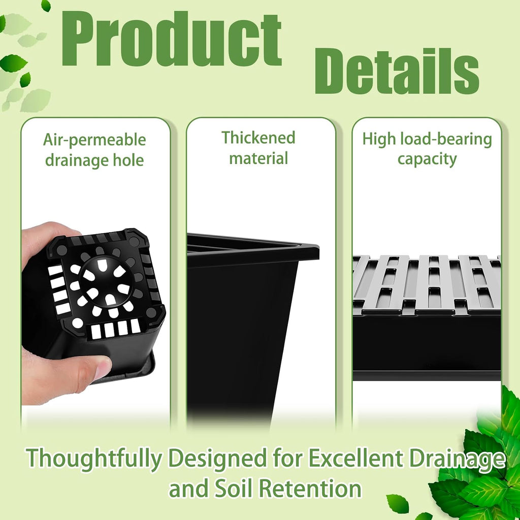mwellewm 5 Pcs Seed Starter Tray, 3.5 Inch (9CM) 60 Pcs Nursery Pots Kit, Thickened Seed Starting Trays Square Seedling