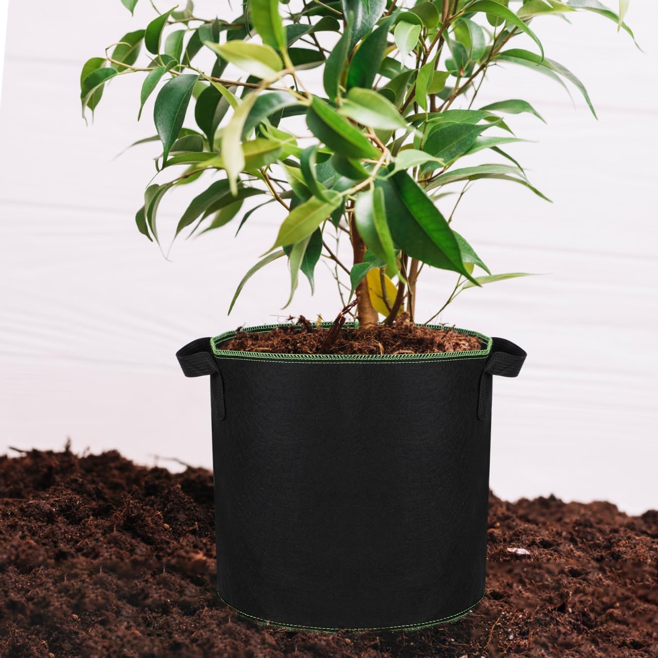 YARNOW 5-Pack 4 Gallon Fabric Grow Bags, Non-Woven Plant Pots with Reinforced Handles for Vegetables, Tomatoes