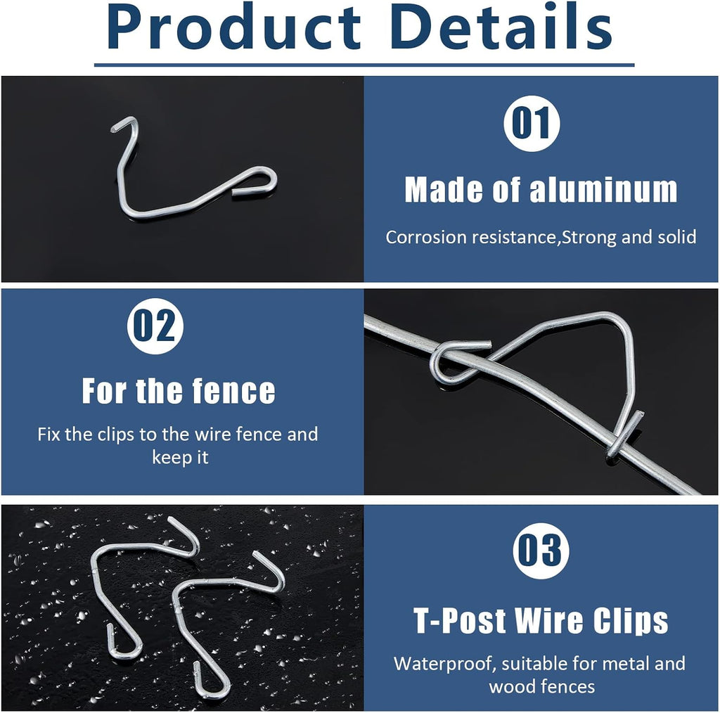 T Post Wire Clips 300 Pcs Galvanized Steel Fence Clips for Securing Barbed Convenient Pre-Cut Wire Ties Garden Farm
