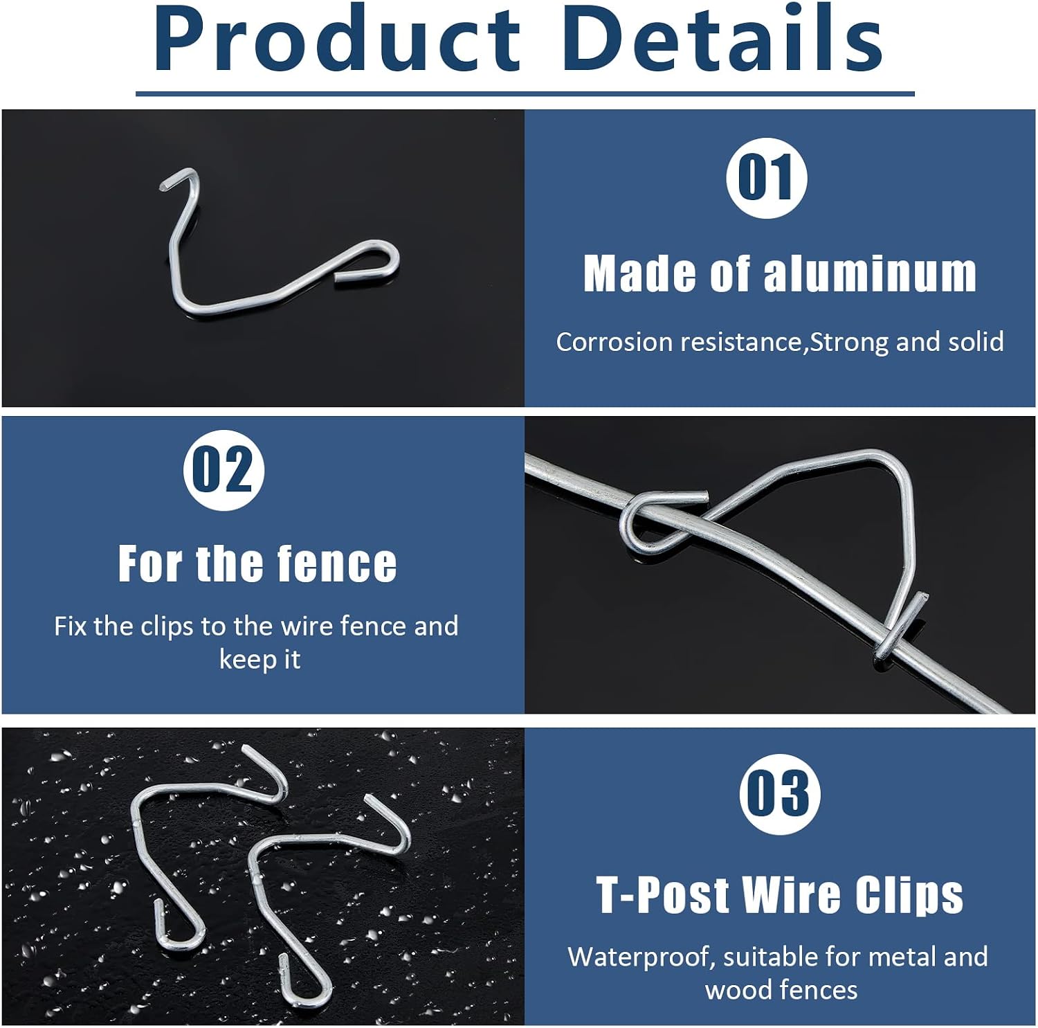 T Post Wire Clips 300 Pcs Galvanized Steel Fence Clips for Securing Barbed Convenient Pre-Cut Wire Ties Garden Farm