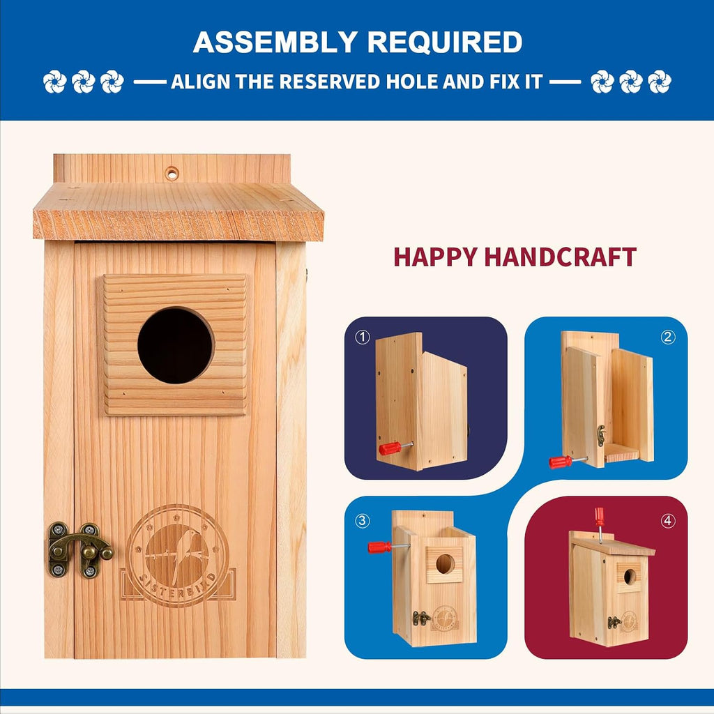 SISTERBIRD Bluebird Houses for Outside, Blue Bird Houses for Outdoors, Premium Bird House, Pack of 2 Bluebird House