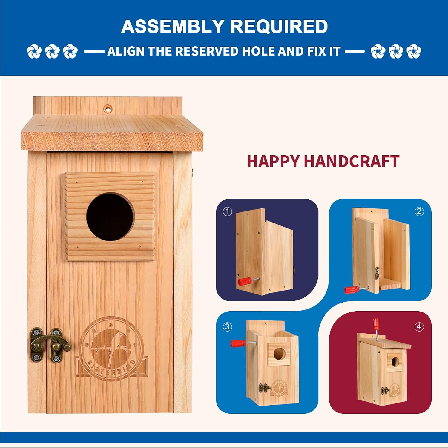 SISTERBIRD Bluebird Houses for Outside, Blue Bird Houses for Outdoors, Premium Bird House, Pack of 2 Bluebird House