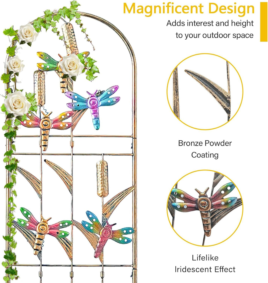 aboxoo 2-Pack Dragonfly Metal Garden Trellis, 60" Decorative Outdoor Fence | For climbing