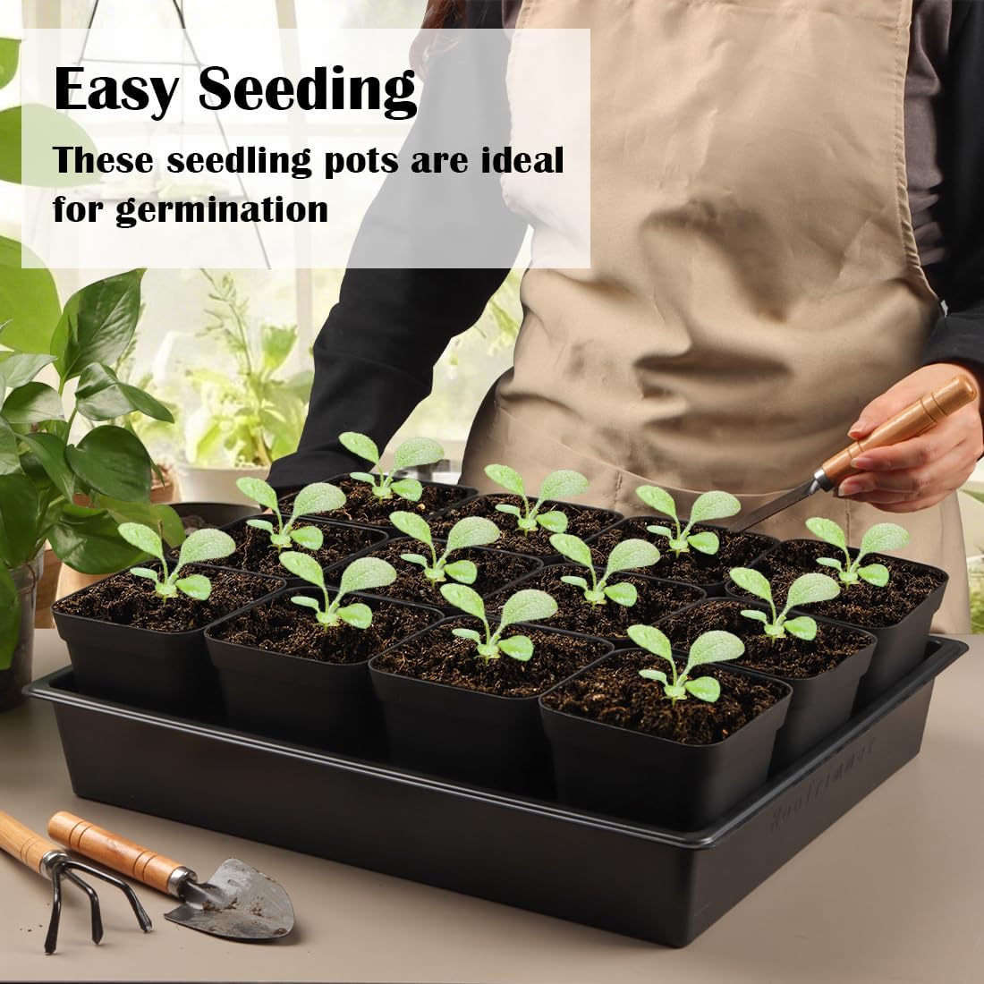 RooTrimmer Seed Starter Tray, 5 Packs Plant Tray, Durable Plastic Growing Trays, Stackable Seedling Starter Trays