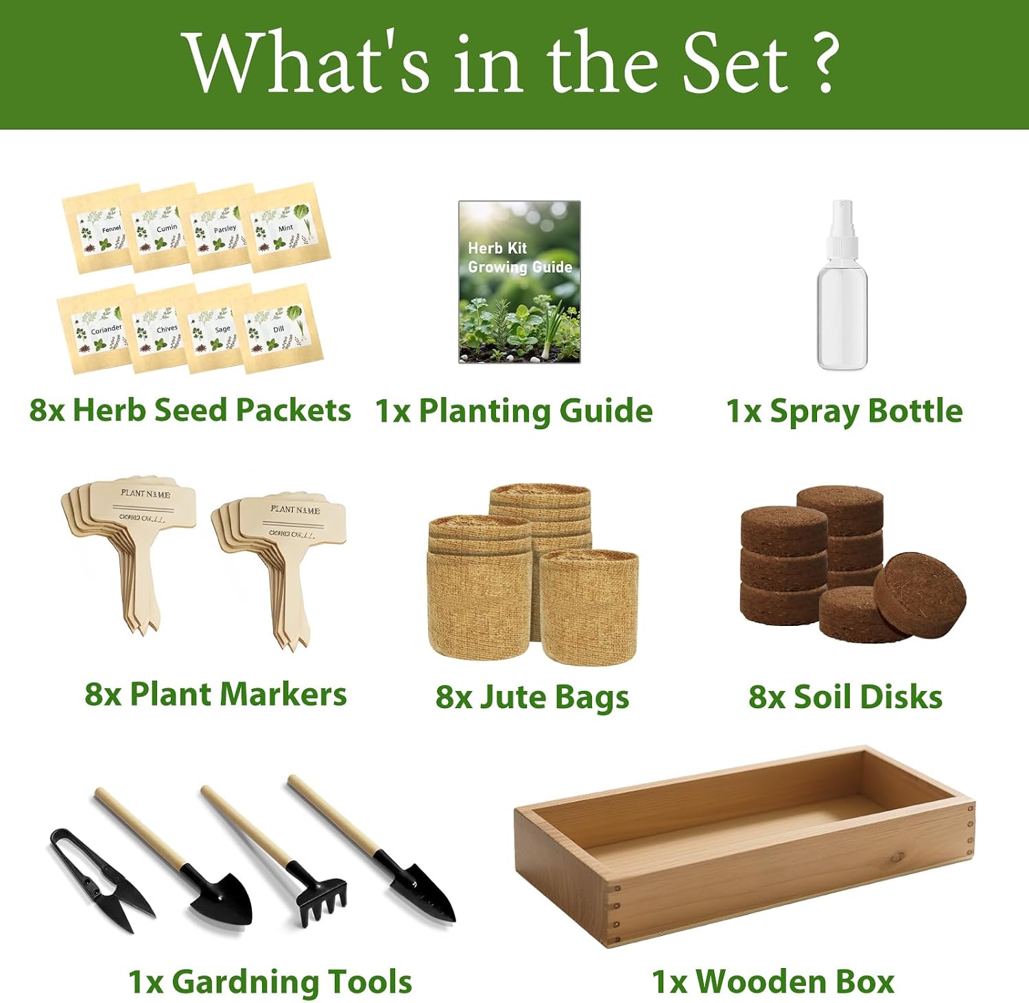 LUOJIBIE Herb Garden Kit Indoor, Herb Growing Kit with Seeds & Tools, Birthday Gifts for Women Men Mom Dad Girls Boys