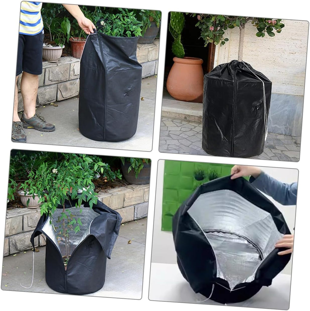 POPETPOP 6pcs Oxford Cloth Plant Protector Cover Drawstring Frost Bag for Vegetables and Garden Pots Breathable and