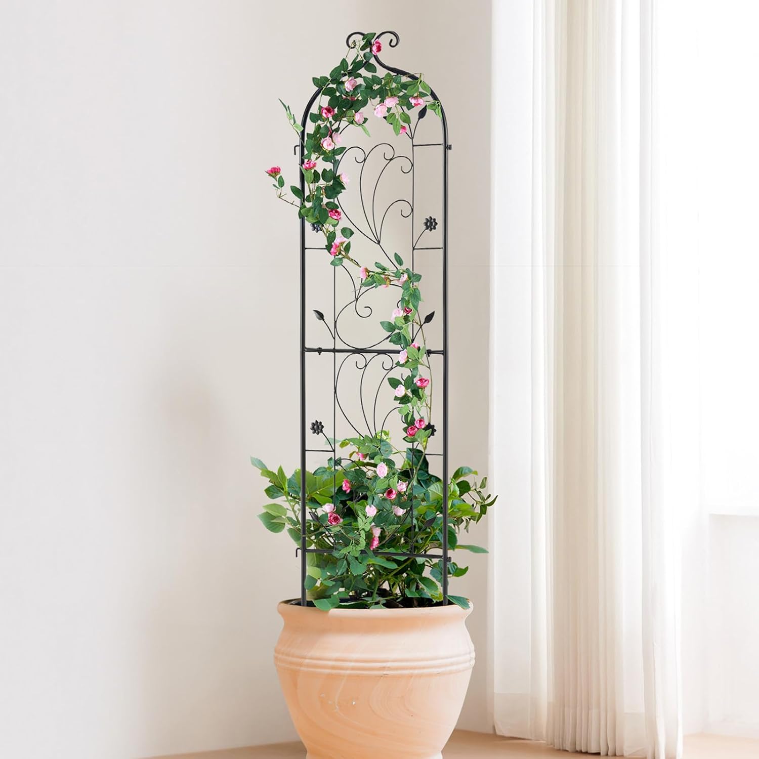 VEVOR 60 x 15 in, Rustproof Metal Garden Flower Trellis, Outdoor Climbing Rose & Cucumber Support, Decorative Tall