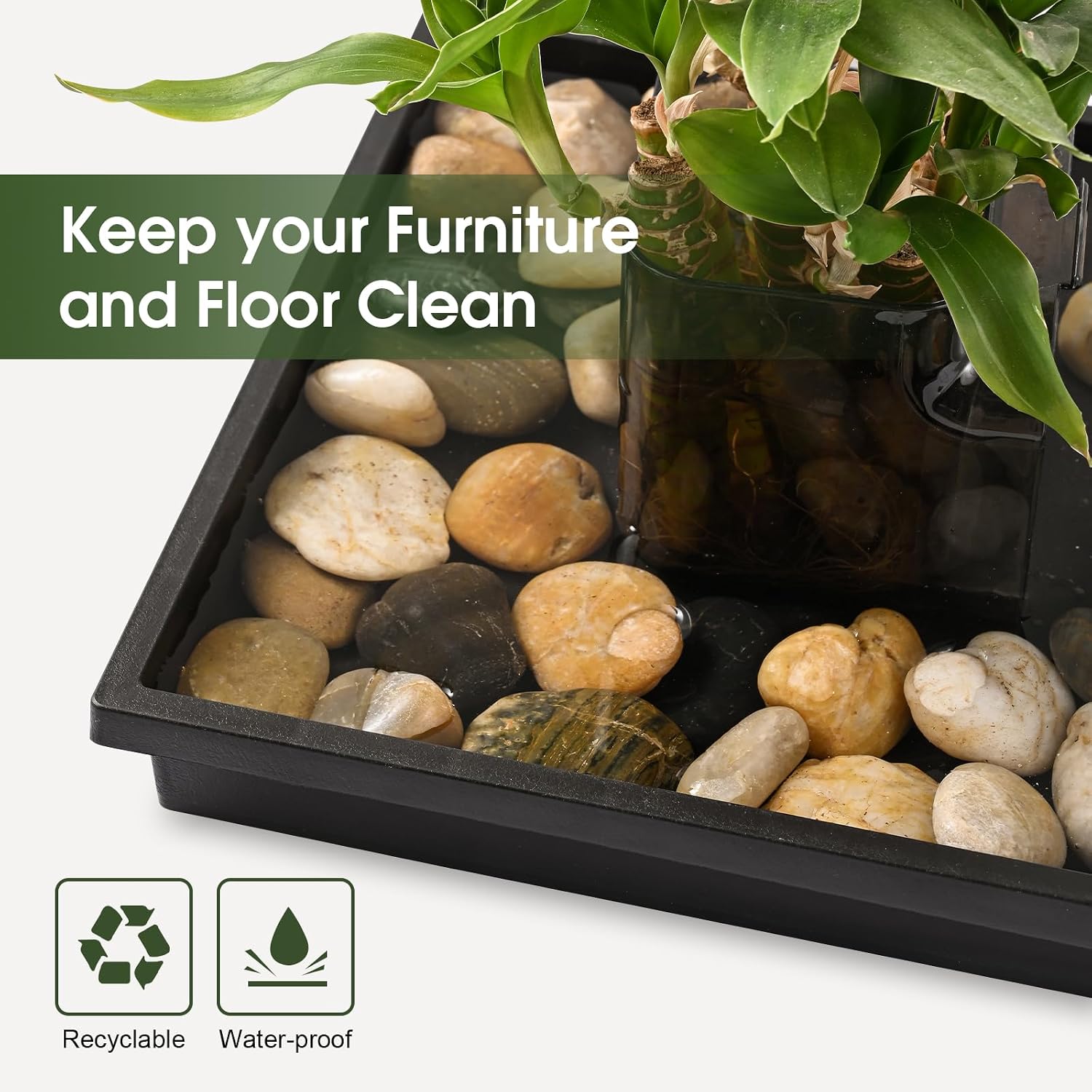 NATSUKY Square Plant Saucer 14 Inch 2 Pack Tray Plastic Pot for Outdoor | Indoors Flower 8 10 12 14 16 Inch Heavy Duty
