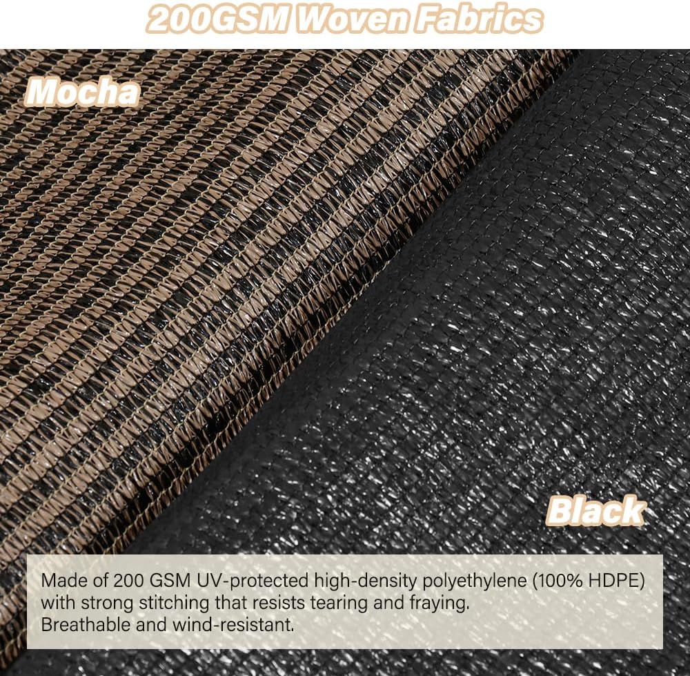 Kokorona 90% Sun Shade Cloth with Grommets, 8' x 12' Pergola Shade Cover for Outdoor Patio, Mesh Tarp Patio Sun Screen