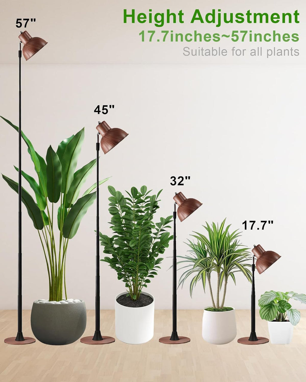 Plant Grow Light for Indoor Plant, Walnut Wood Grain LED Grow Light,Elevating Plant Lamp,Height Adjustable,Automatic