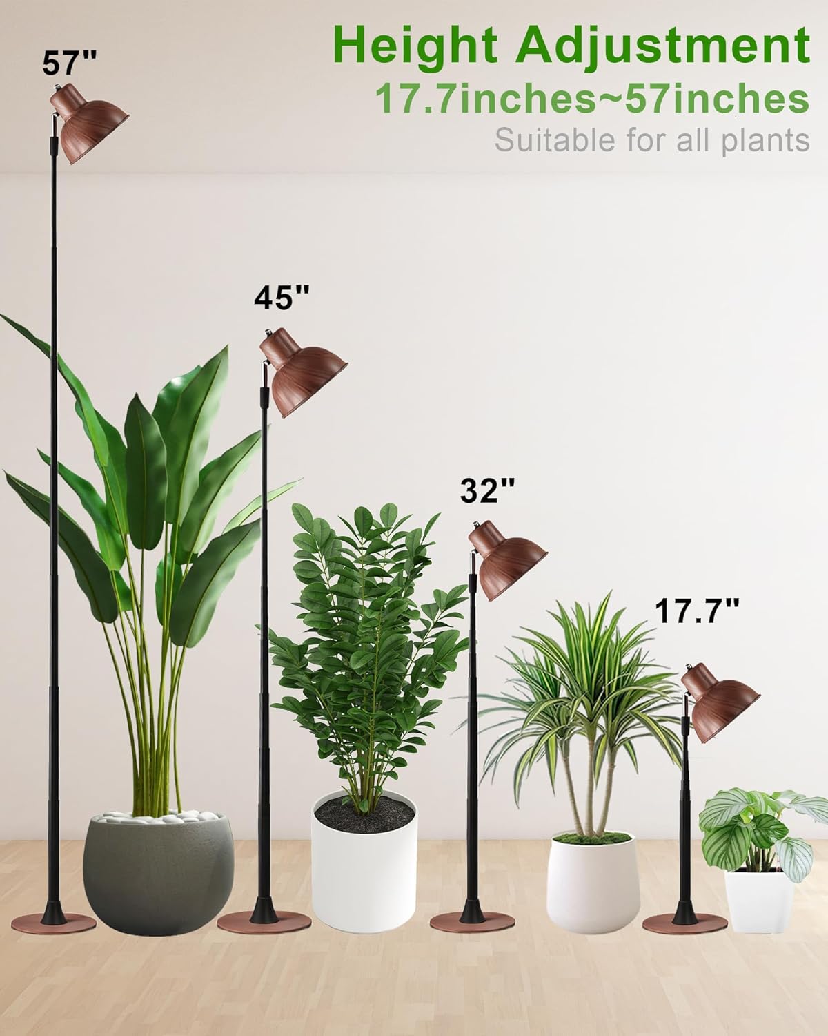 Plant Grow Light for Indoor Plant, Walnut Wood Grain LED Grow Light,Elevating Plant Lamp,Height Adjustable,Automatic