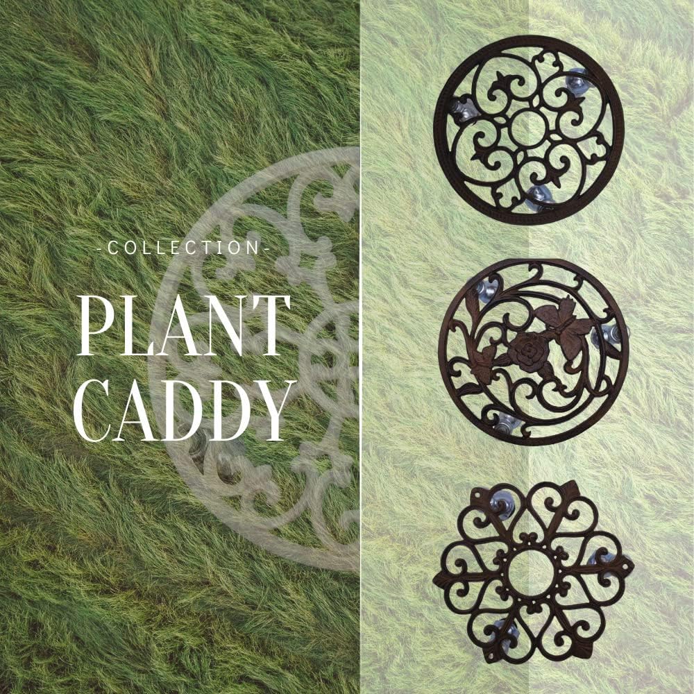 Comfy Hour 11" Heavy Duty Cast Iron Rolling Plant Stand, Large Plant Caddy with Wheels, Industrial Strength Metal