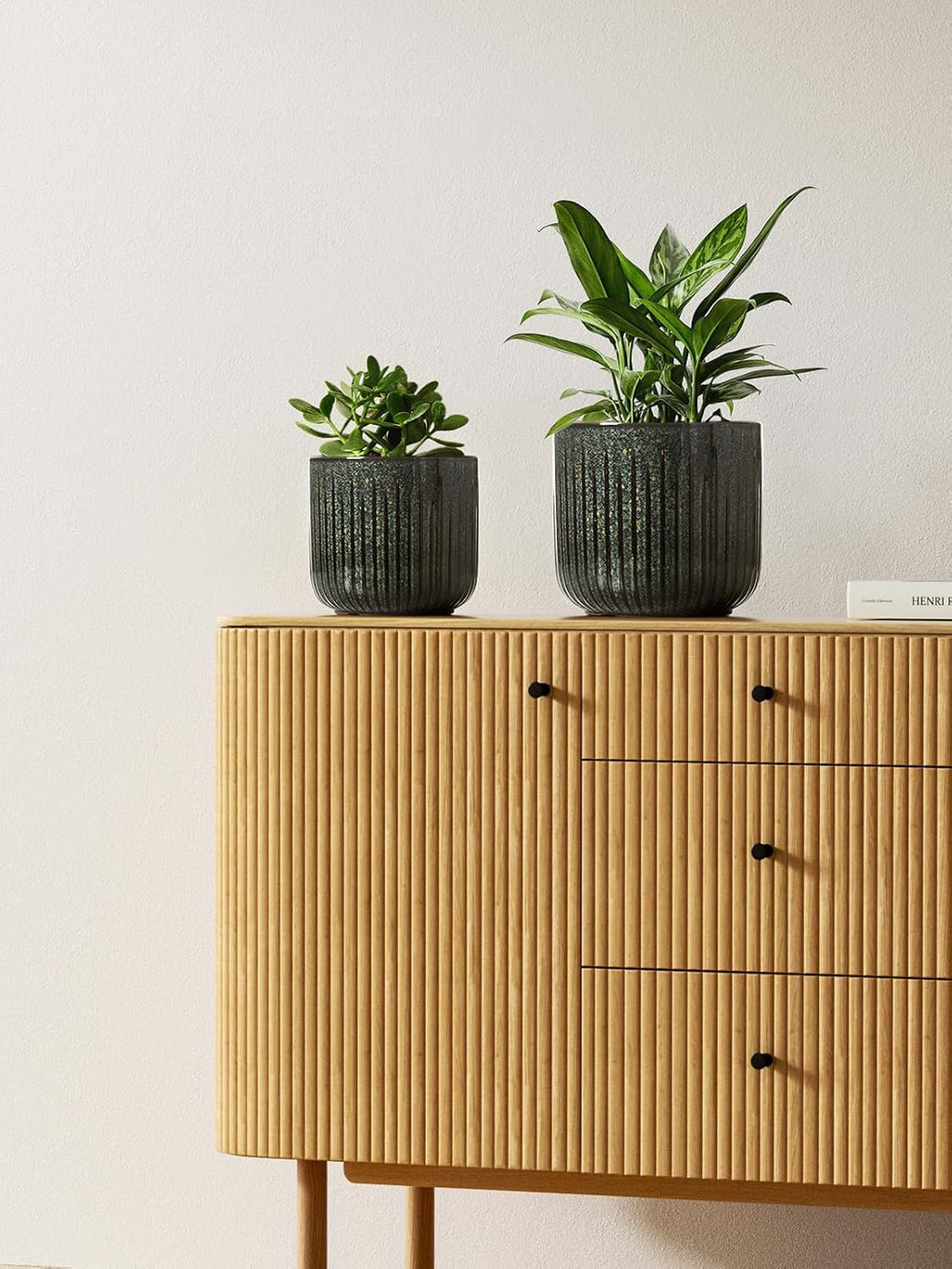 LE TAUCI Ceramic Pots for Plants, 8.3/7/6 Inch Indoor Planters with Drainage Holes & Mesh, Modern Glossy Glaze Cylinder