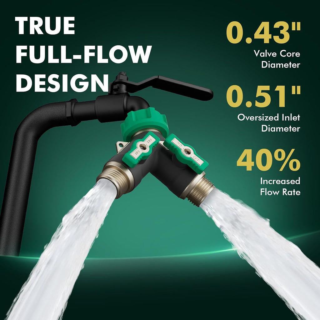 RESTMO Heavy Duty 2 Way Y Garden Hose Splitter Full Metal Body, 2Pack | Full Flow Hose Splitter with Oversized Ball