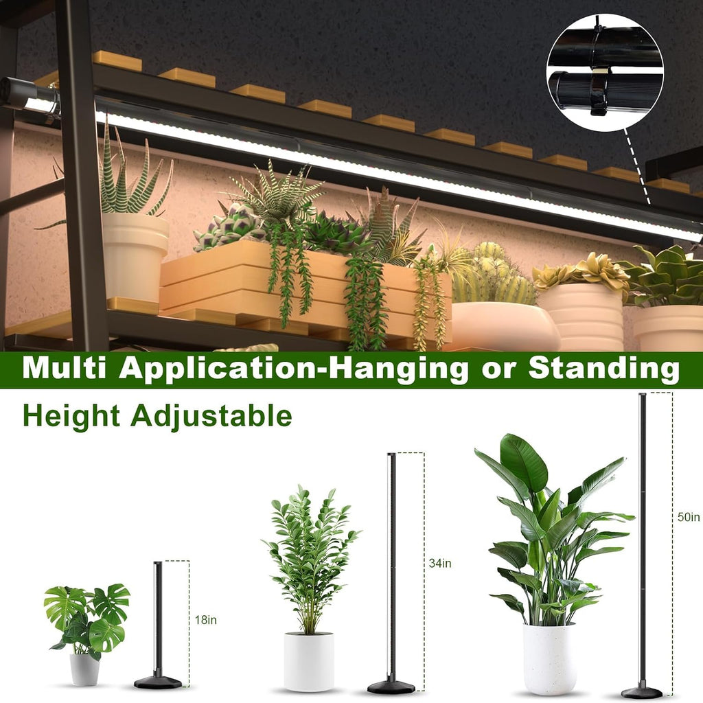 bedee Full Spectrum Grow Light for Indoor Plants: 50 Inch LED Plant Lights for Seed Starting with Timer and 10 Level