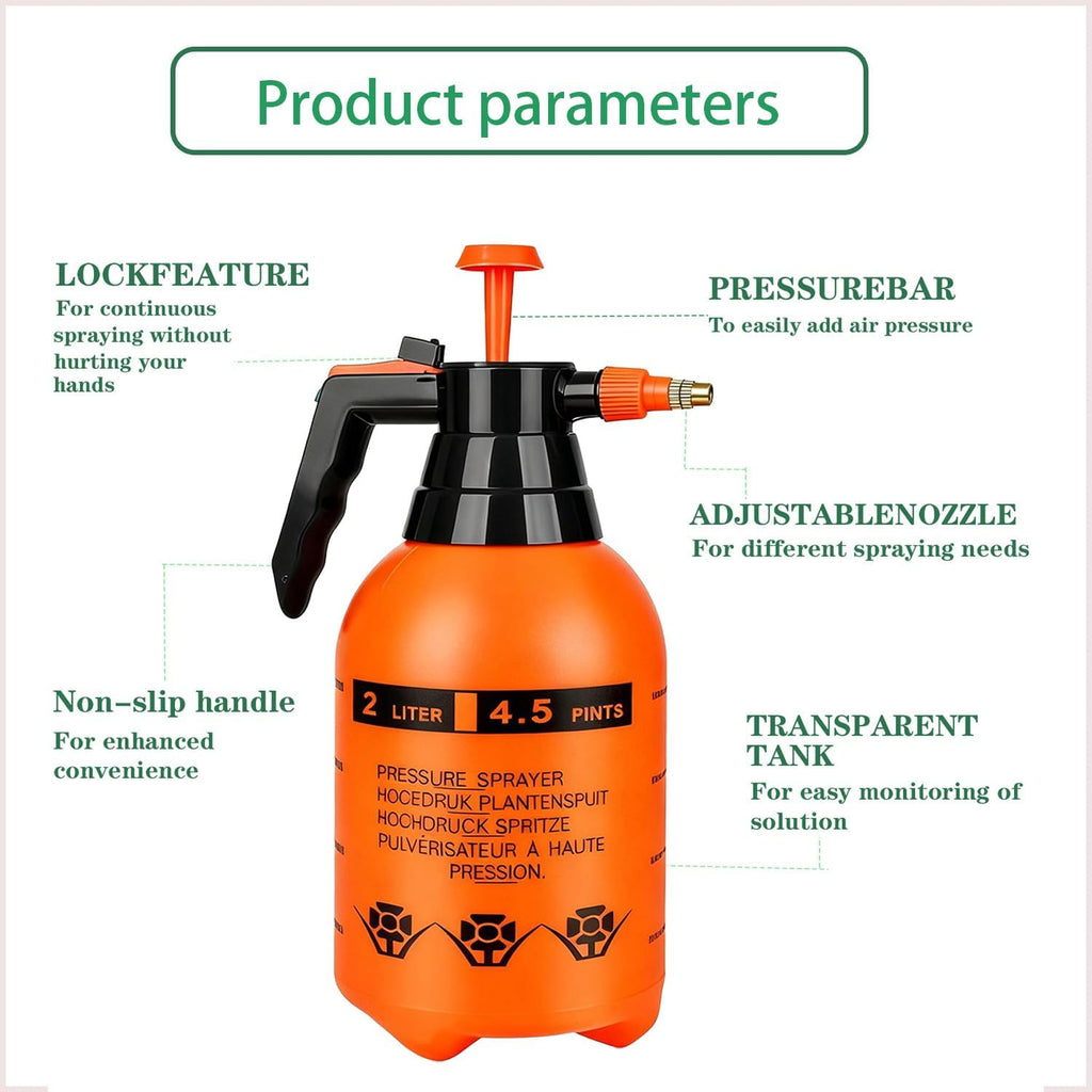 3 Pcs 1/2 Gallon Pump Sprayer Plastic, Handheld Pressure Sprayer, Garden Pump Sprayer Bottle with Adjustable Nozzle for
