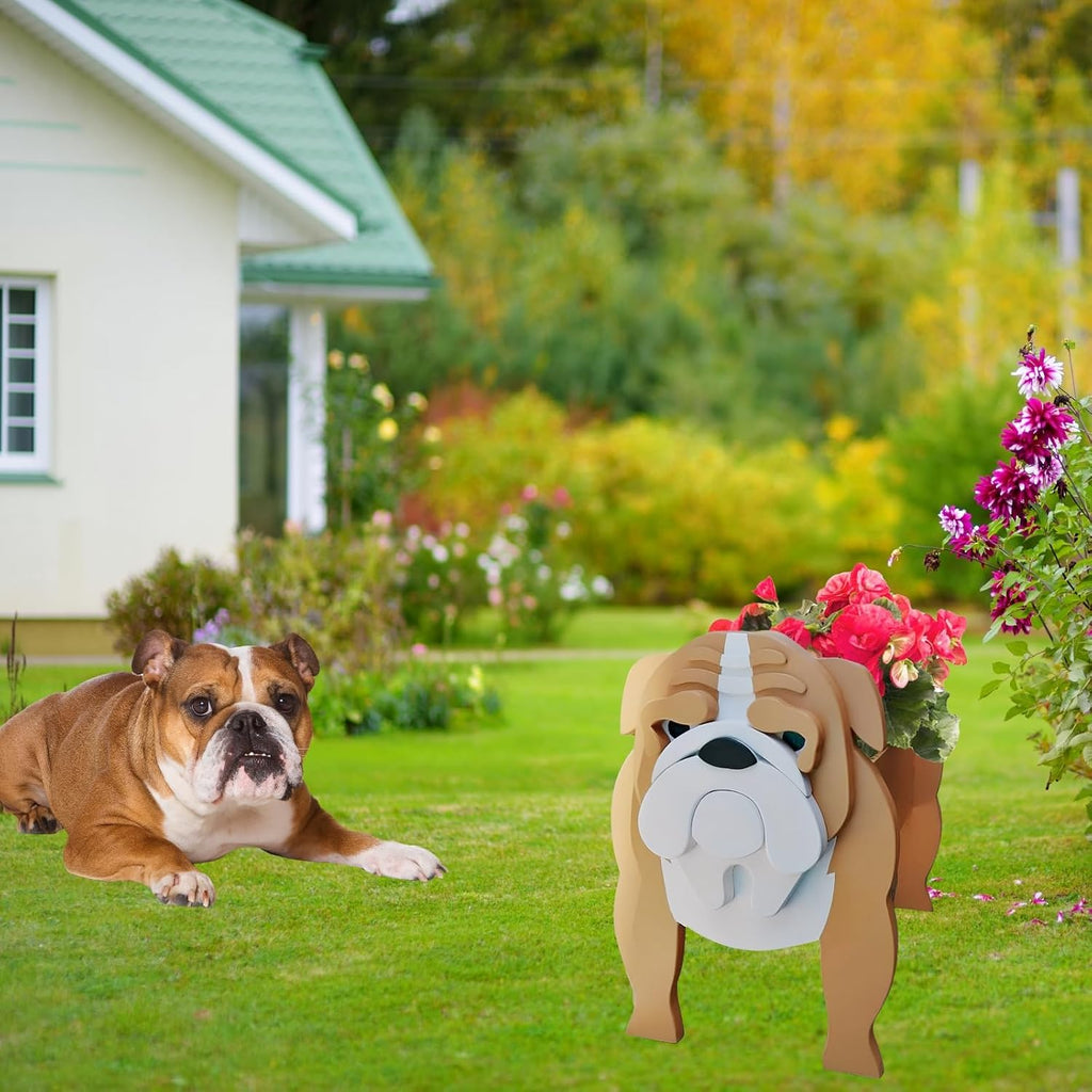 English Bulldog Dog Planter Pots, Animal Shaped Flower Pot | Cute Plant Gift for Women and Pet Lovers, Indoor Outdoor