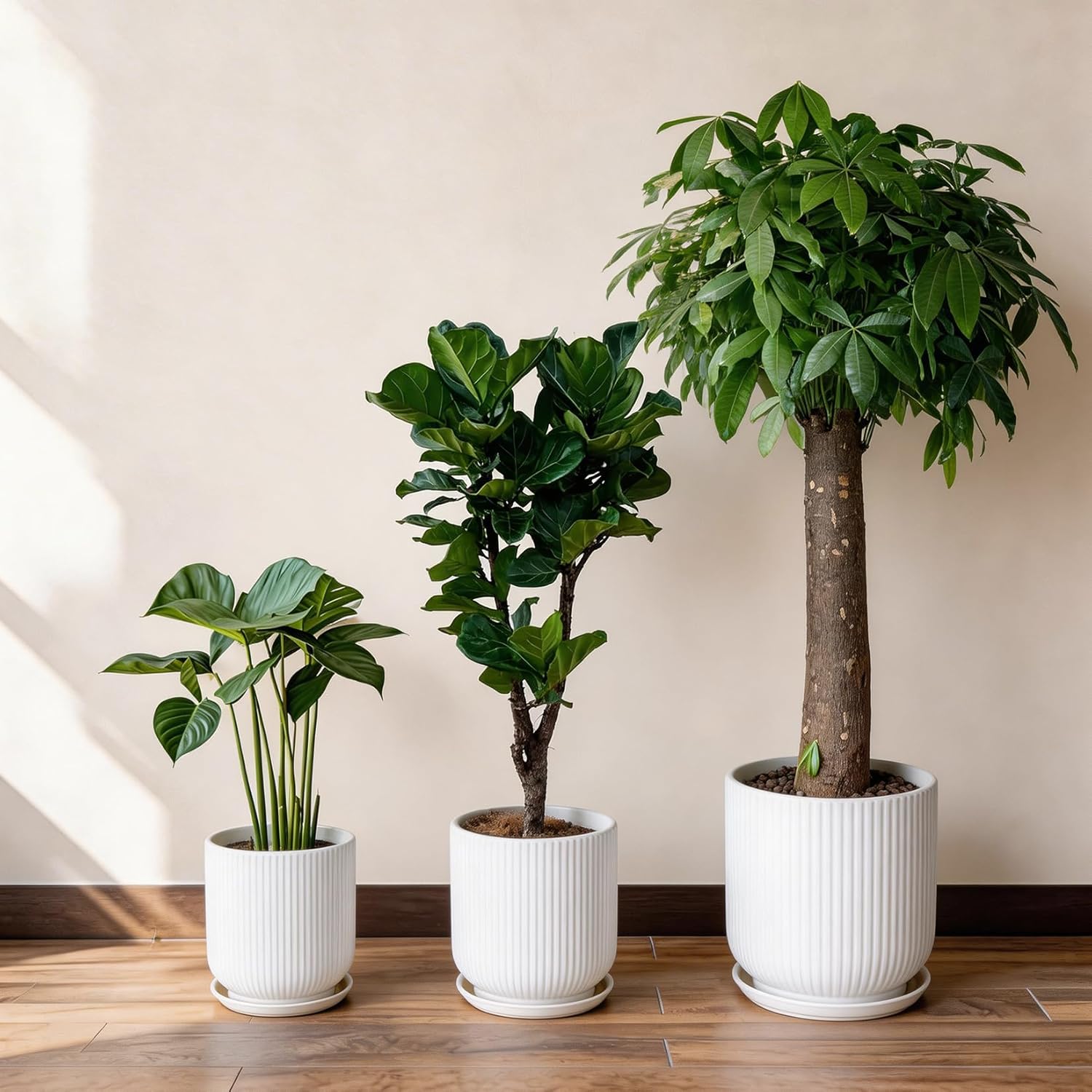 Deep Dream 8 Inch Ceramic Pots for Plants, Heavy Plant Pot for Indoor Outdoor Plants, Large Plant Pot with Drainage