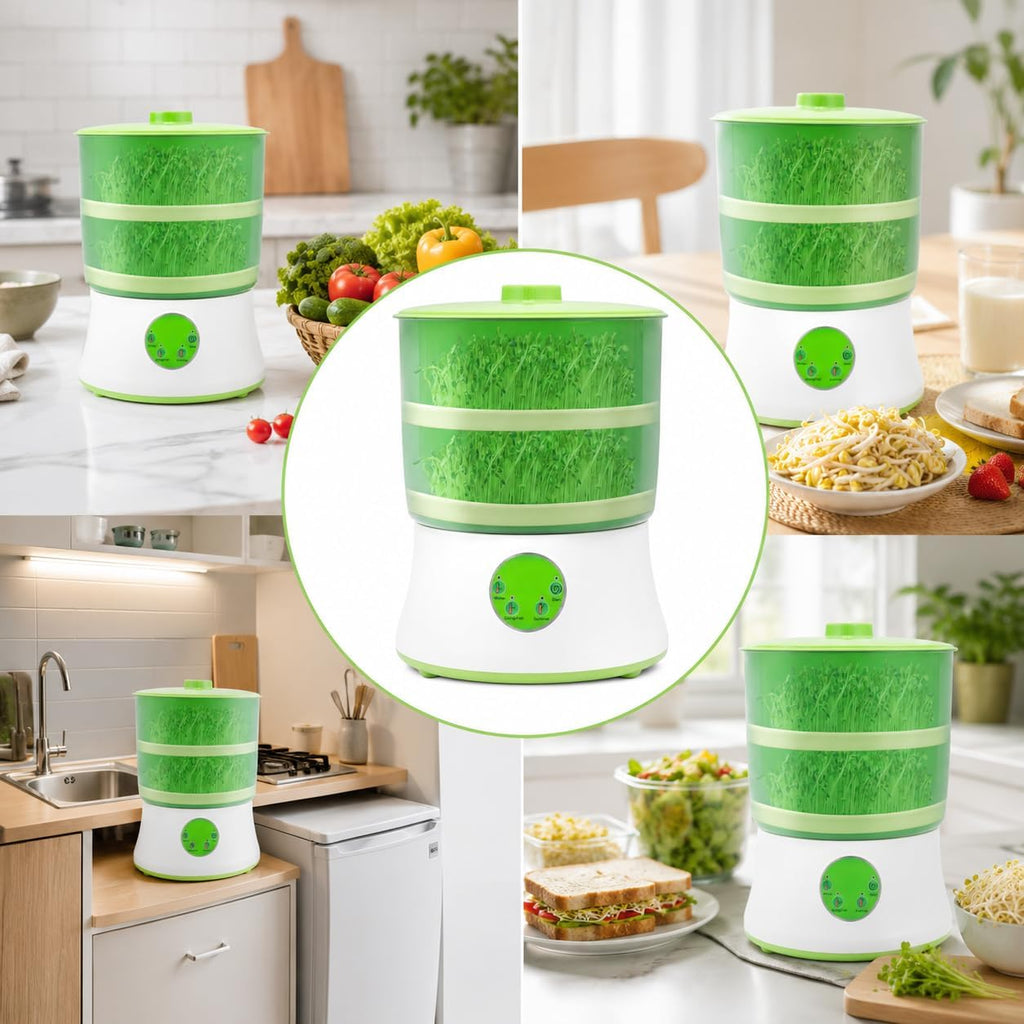 Bean Sprouts Machine, Seed Sprouter Kits, Automatic Sprouts Growing Kit 2 Layers, Auto Household Bean Seed Cereal
