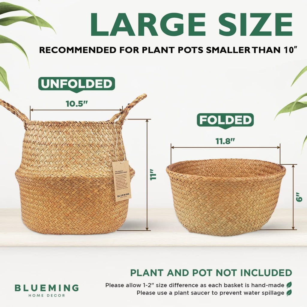 Large Plant Basket, Woven Seagrass Planter for Indoor Plants