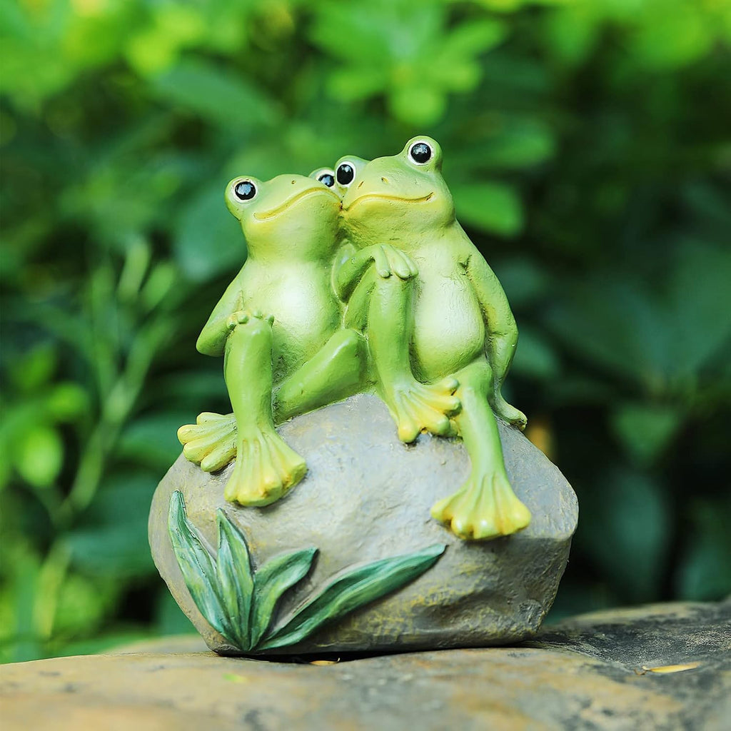 Resin Frog Garden Statue, Green Frog Figure for Outdoor Decor Yard and Garden Decoration Resin Sculpture (Art Deco)
