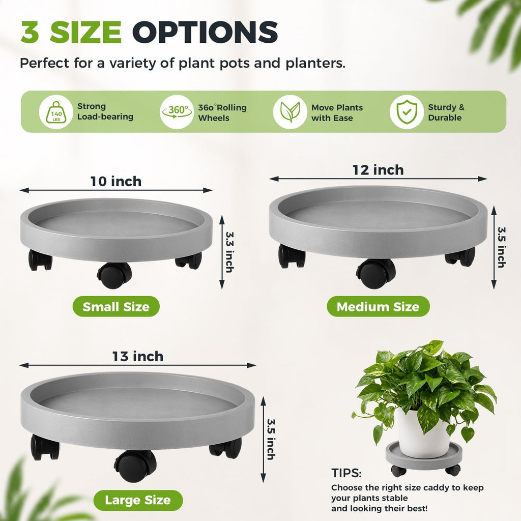 5 Pack Plant Caddy with Wheels Rolling Plant Stand with Wheels 10 Inch Plant Dolly Heavy Duty Large Potted Plant Mover