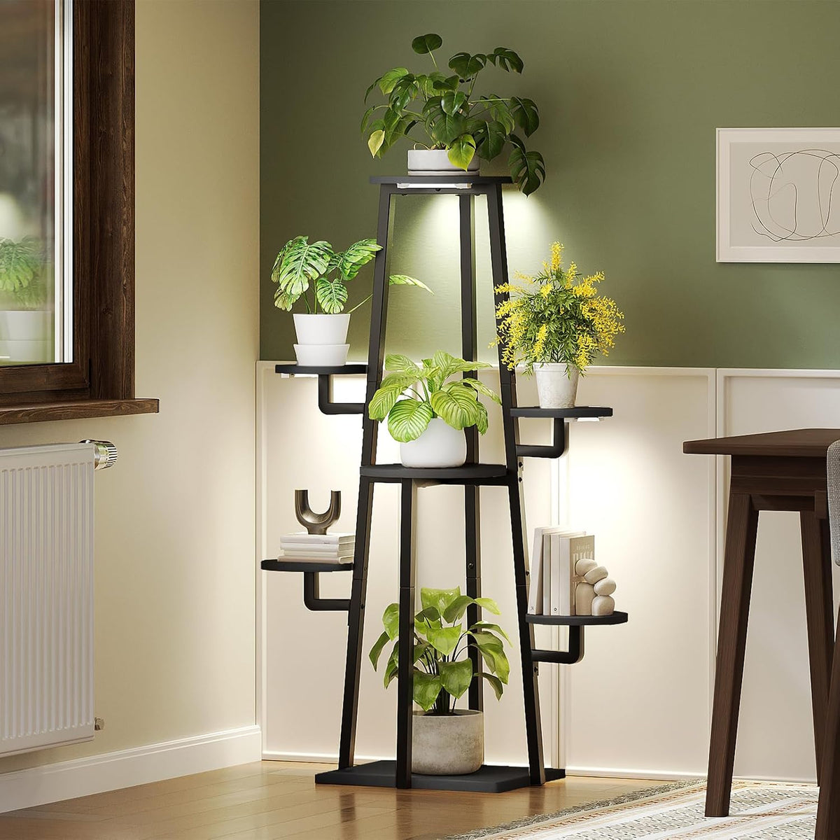 HOOBRO Plant Stand Indoor with Grow Lights, 7-Tier Plant Shelf | for Multiple Indoor Plants, 47.2"Corner Plant Stand