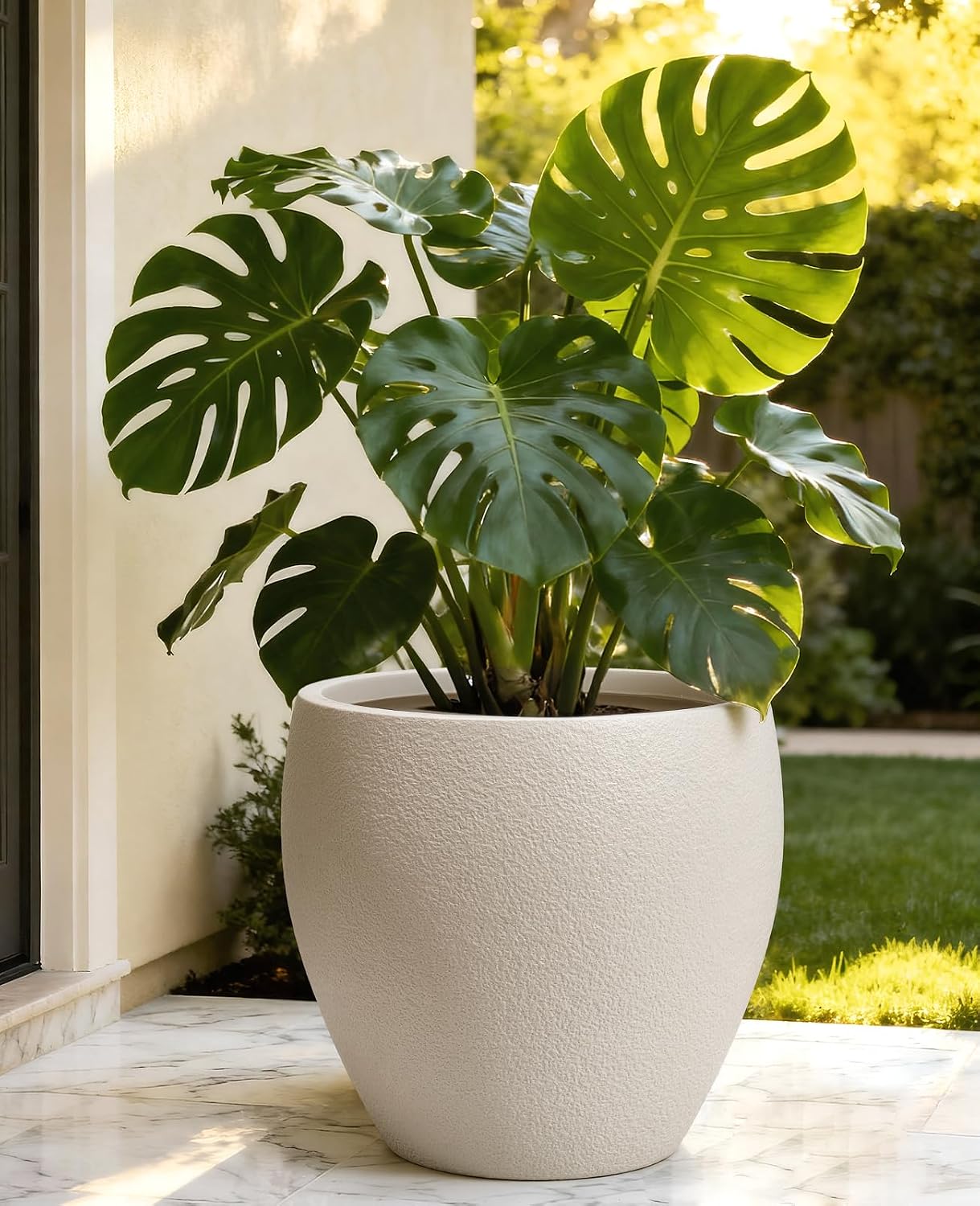 14.5 Inch Large Plastic Flower Pot with Drainage for Plants | Heavy-duty floor planter with a removable rubber plug