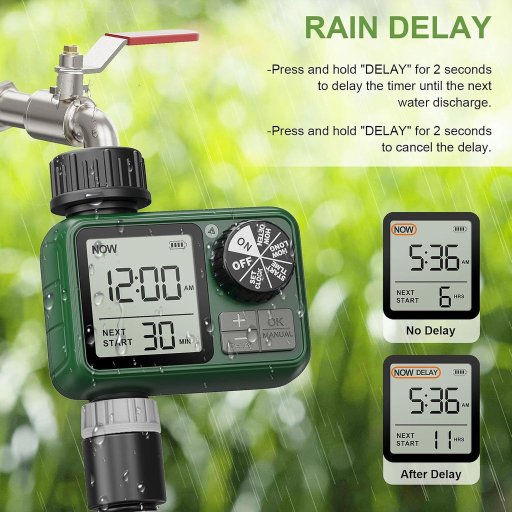 Water Timer for Outdoor Garden Hose, Sprinkler Timer for Garden | Faucet Timer with Auto/Manual/Rain Delay Mode