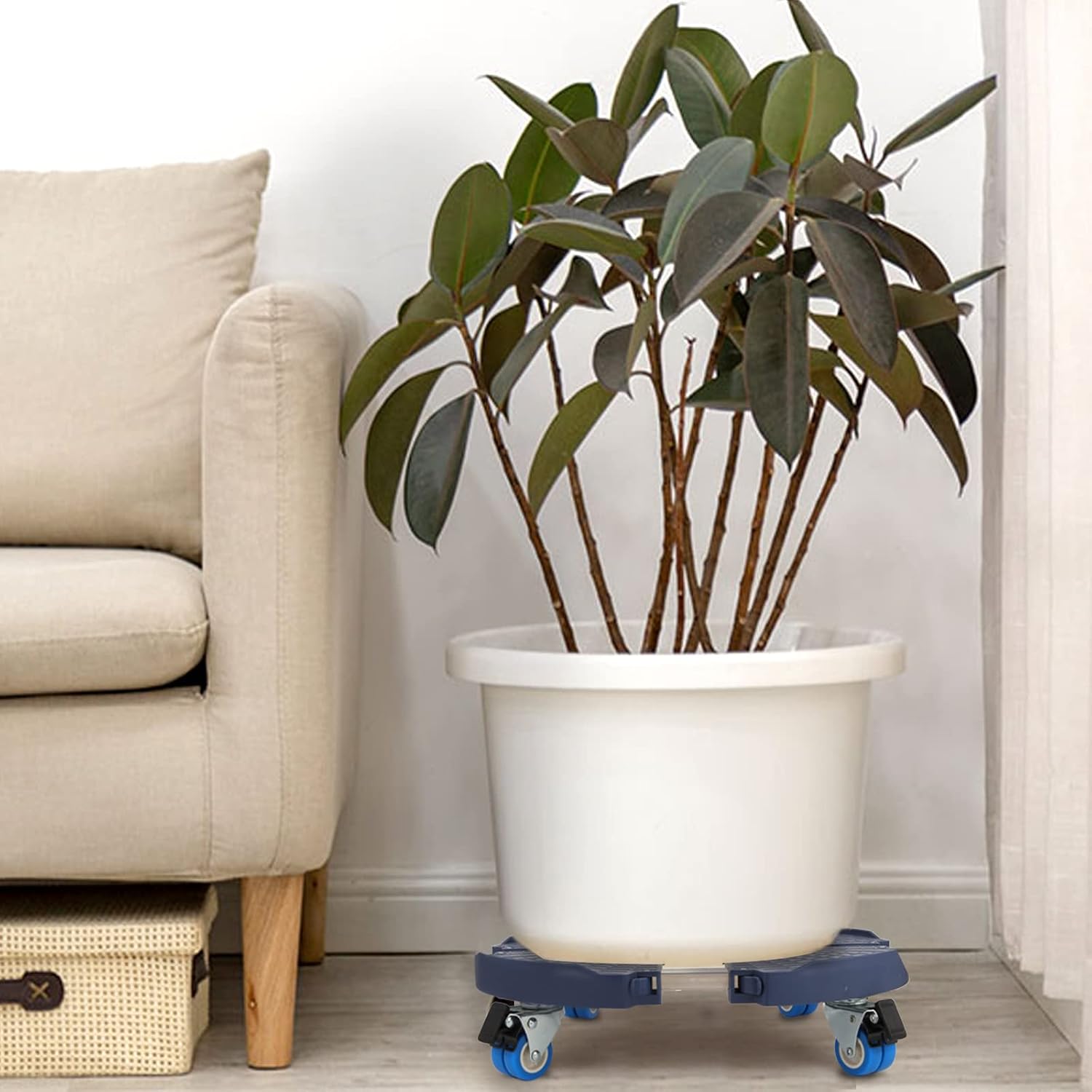 W B D WEIBIDA Plant Caddy with Wheels Heavy Duty 440lbs Capacity, Adjustable 15-21 Inch Rolling Plant Stand Indoor