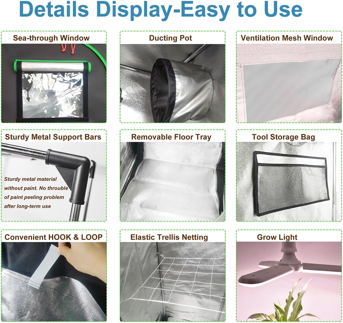 24"x24"x55" Grow Tent Kit, Indoor Grow Tent Complete System High Reflective Mylar Growing Tent +Full Spectrum LED Grow
