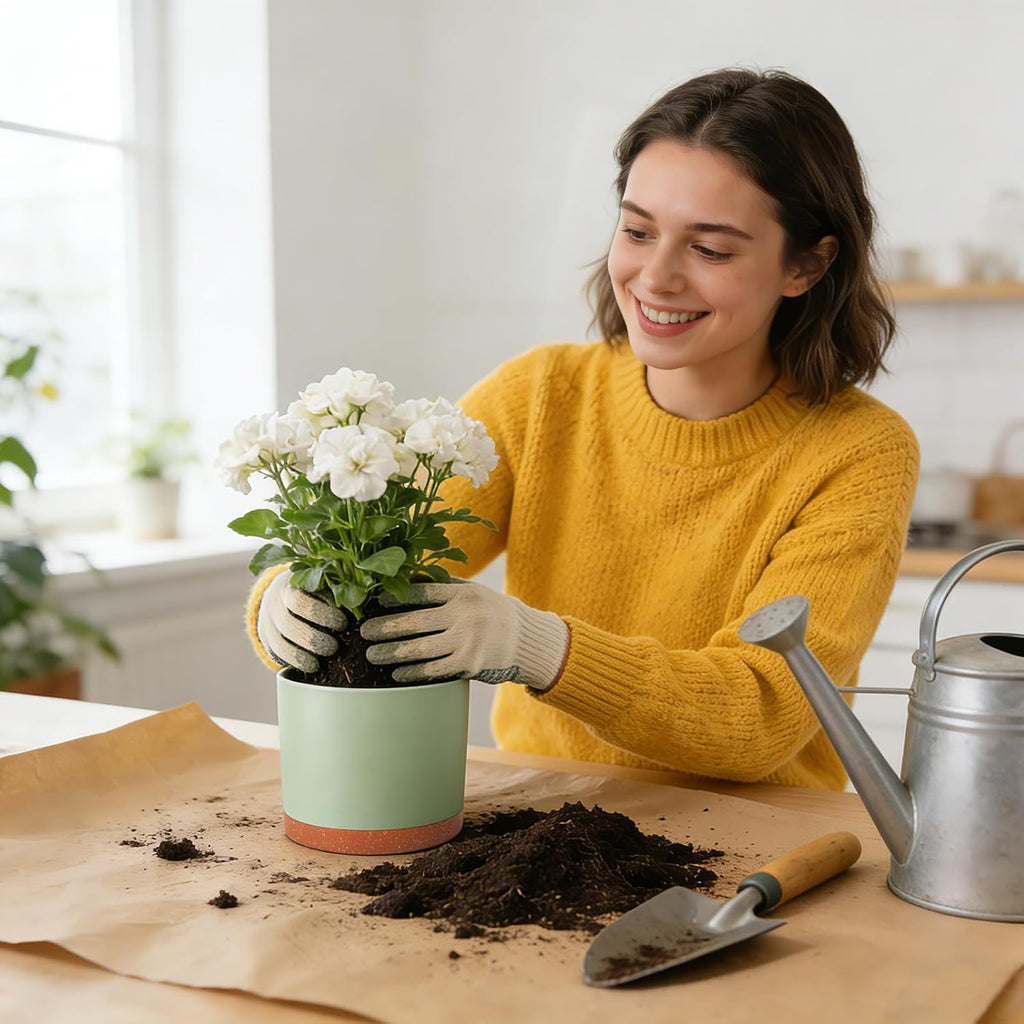 3 Pack Cylinder Planter Set 10/9/8 Inch White Indoor Plant Pots | Modern flower pots with drainage holes and saucers.