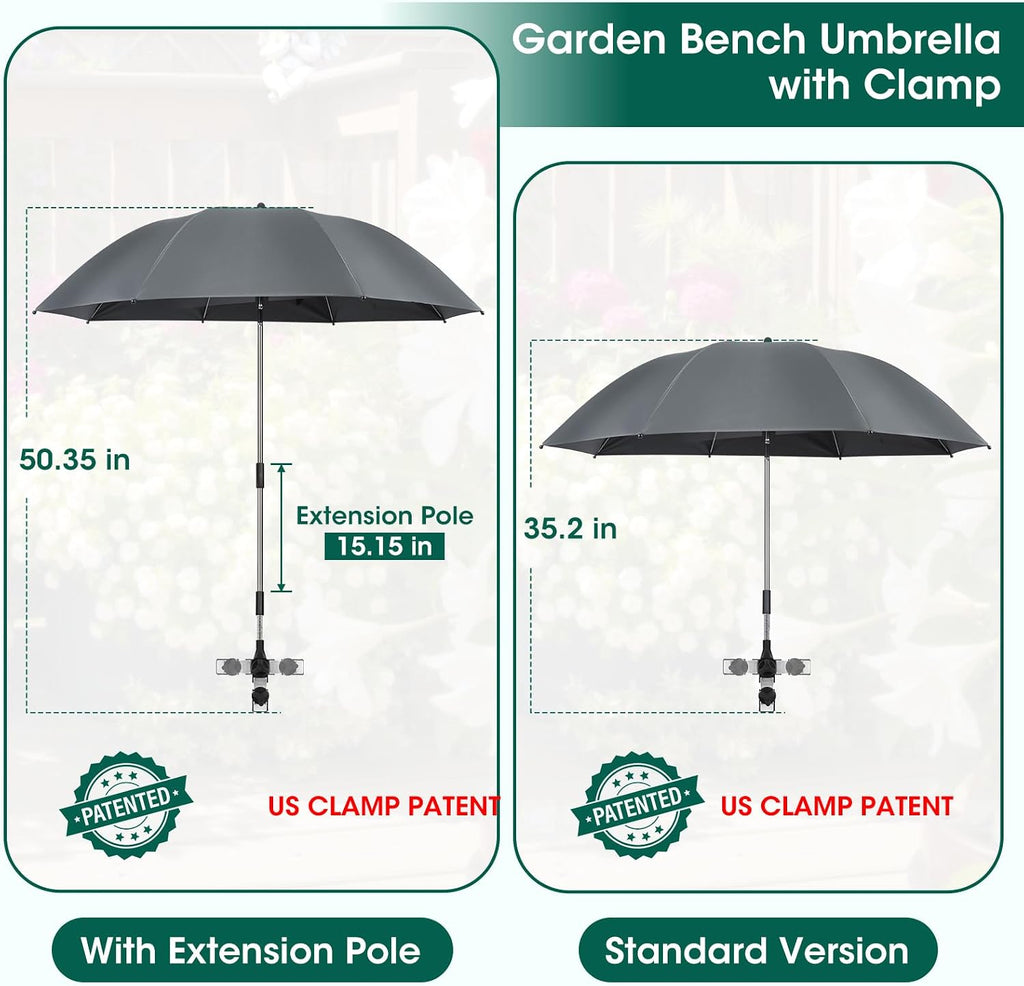 OAOA innovation 2-in-1 Garden Kneeler with Umbrella, Kneeling Bench & Grey Umbrella, Portable Stool 330lb Capacity