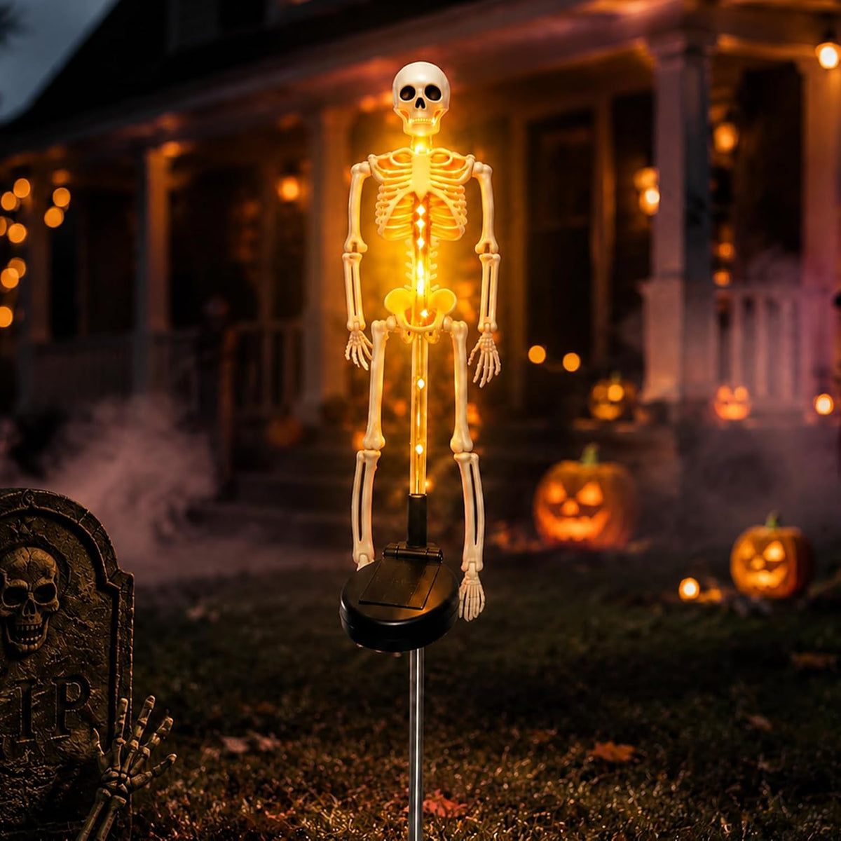 Solar Skeleton Yard Stake Halloween Decorations Garden Light，C-1PC
