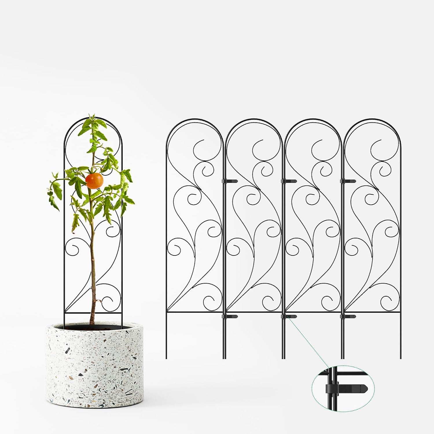 Zhongma 4 Pack 32" Metal Plant Trellis for Potted Plants Climbing,Indoor and Outdoor Fence Plant Support Trellis for