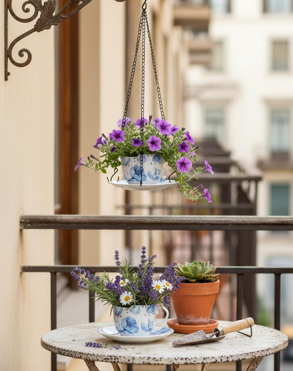 TEATALK Hanging Planters for Indoor Plants, Ceramic Pots with Drainage Hole, 6.3 Inch Hanging Planter with Chain