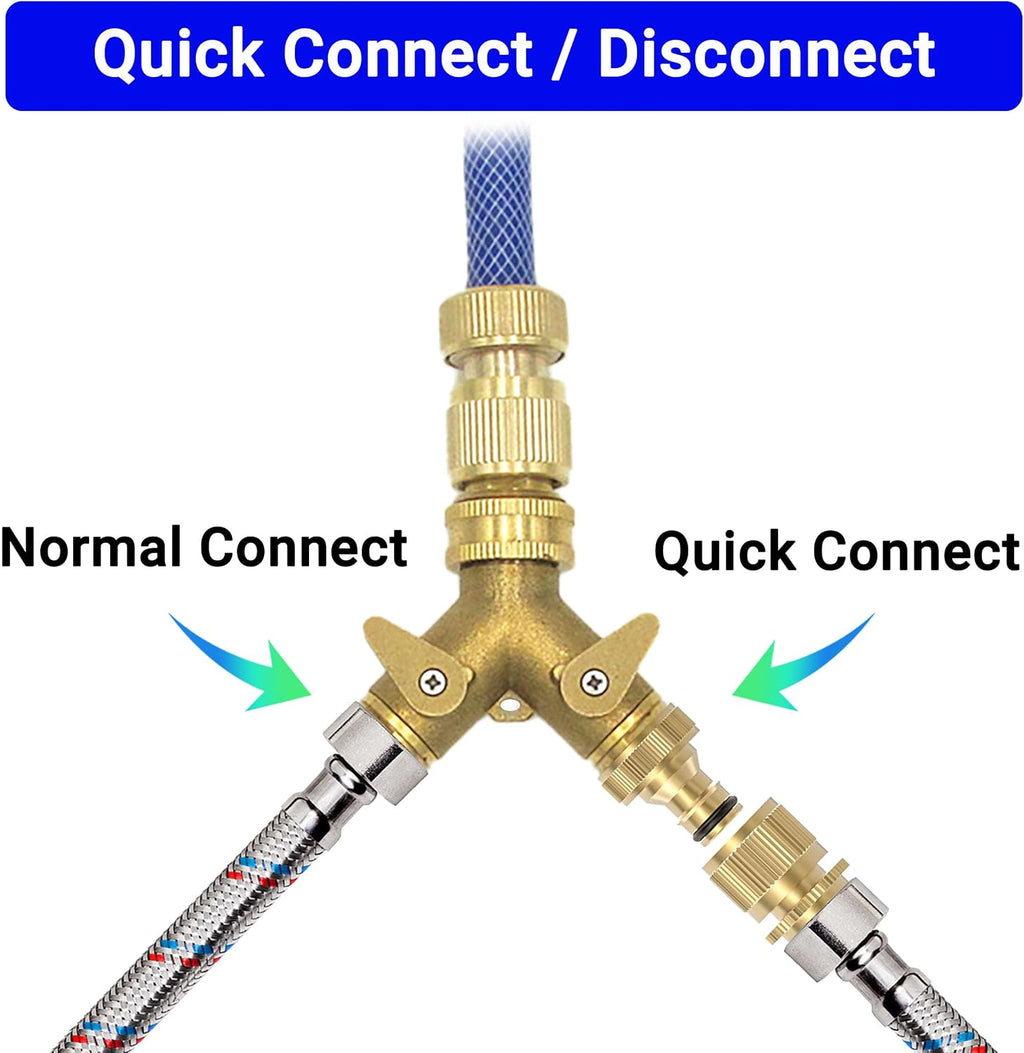 Heavy Duty Solid Brass Garden Hose Quick Connect Fittings, 6 Pack 3/4" With 20 Extra Washers, Male and Female Connectors