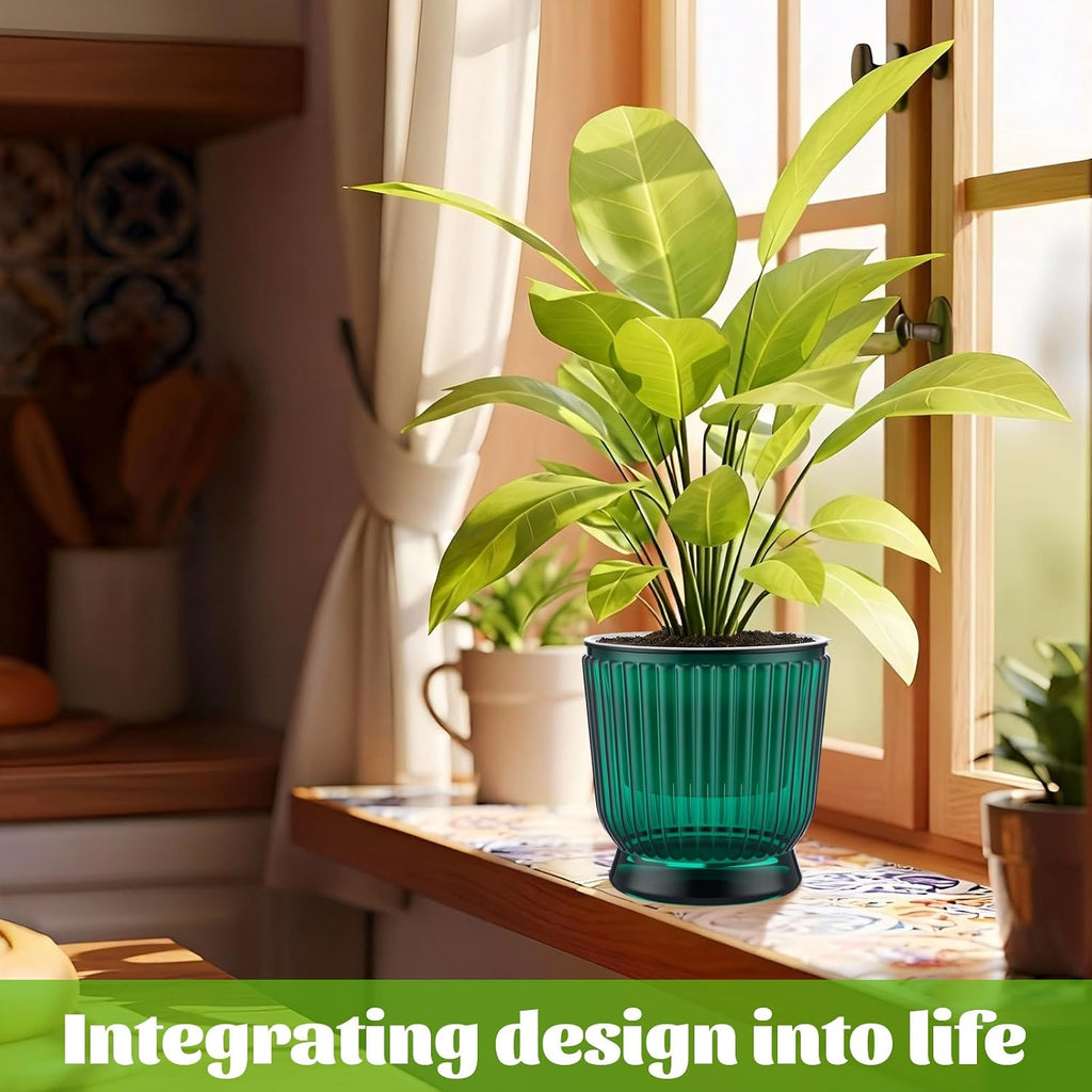 Set of 6 Self Watering Plant Pot 3 Sizes Plastic Double Layer Self Watering Flower Pot with Multi Mesh Drainage Holes