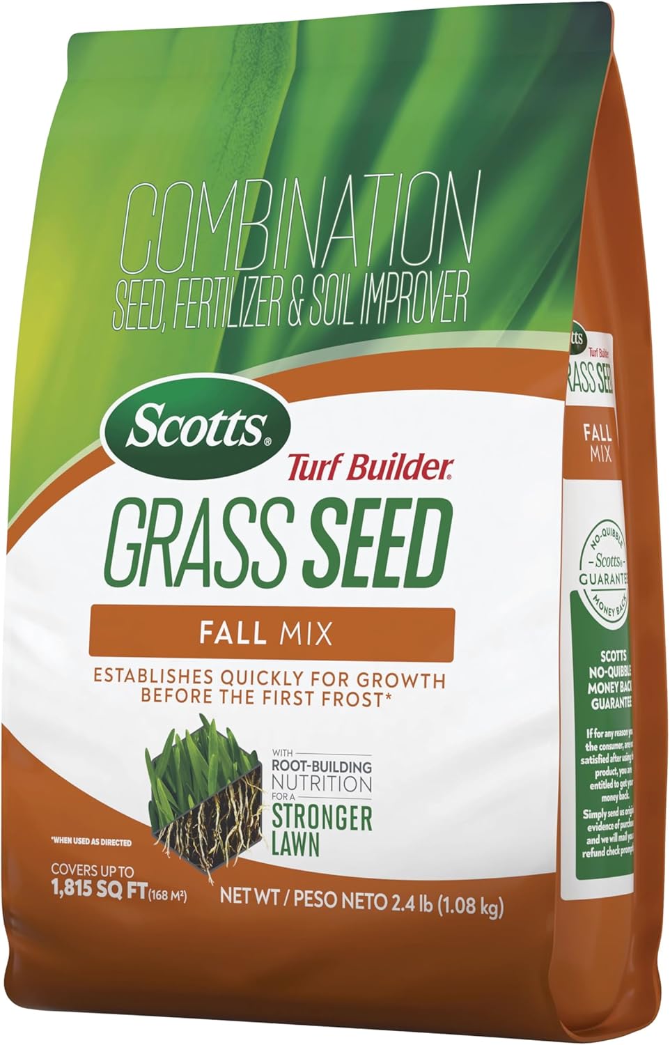 Scotts Turf Builder Grass Seed Fall Mix, 2.4 lbs. | Grass Seed Plus Lawn Fertilizer and Soil Improver, Covers Up To