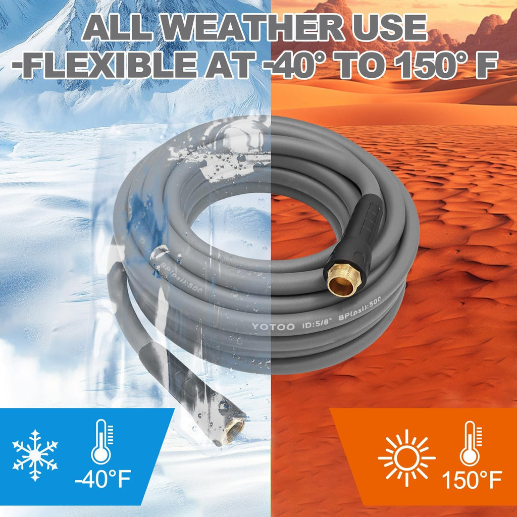YOTOO Heavy Duty Hybrid Garden Water Hose 5/8-Inch by 50-Feet 150 PSI Kink Resistant, Flexible with Swivel Grip Handle