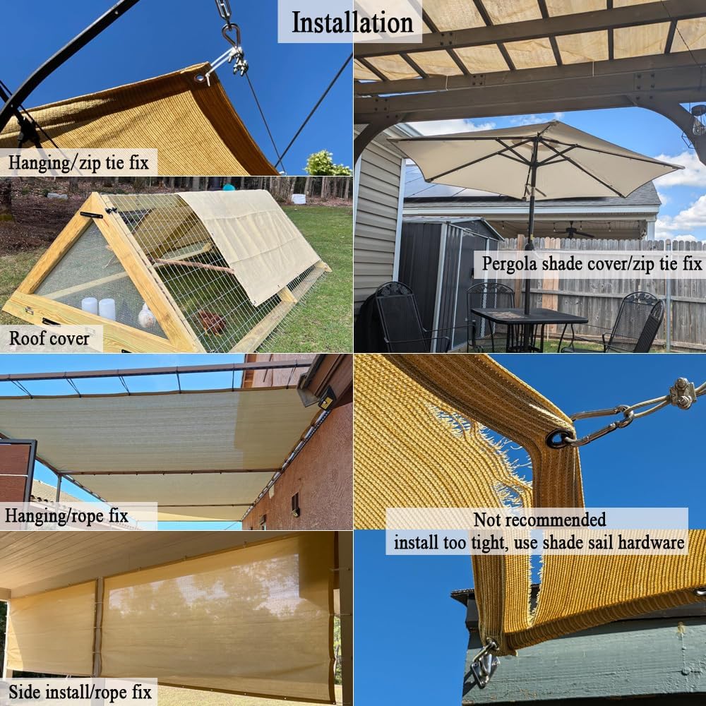 90% Shade Cloth for Patio, 8x25 FT Pergola Shade Cover | Breathable Sun Shade Fabric for Beach, Deck, Porch, Gazebo