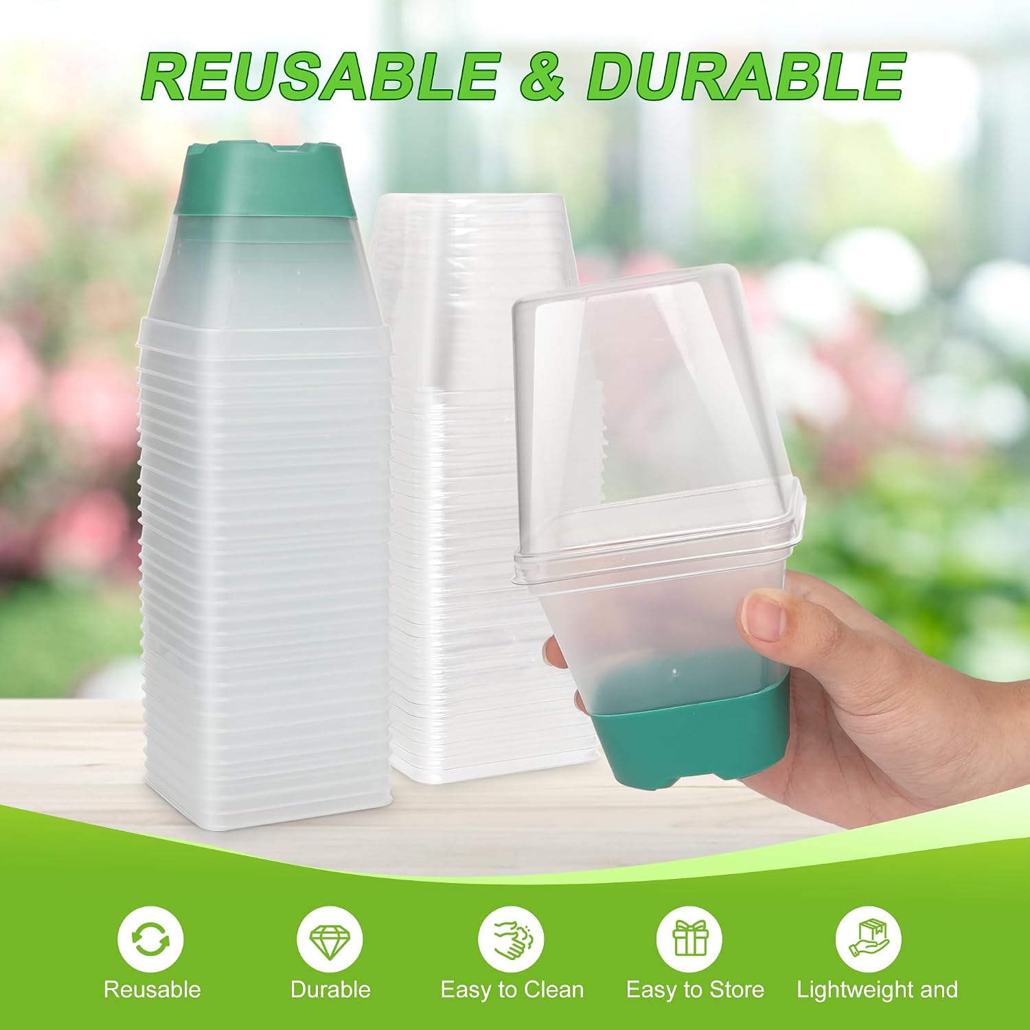 Sankoly 30 Packs Clear Nursery Pots with Plant Repotting Mat, Gloves, Labels,Humidity Domes,Seedling Tools, 3 Inch
