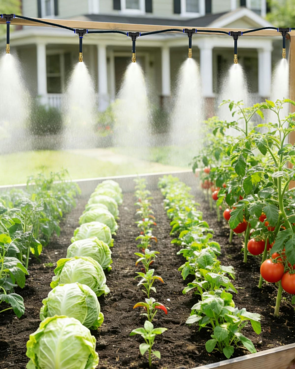 Drip Irrigation System 200FT 5/16", 2026-Upgrade Garden Sprinkler Kit with 32PCS 360° Adjustable Copper Nozzles